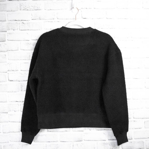 Everlane Black Teddy Sherpa Crewneck Pullover Sweater XS Fleece Sweatshirt - Picture 8 of 14